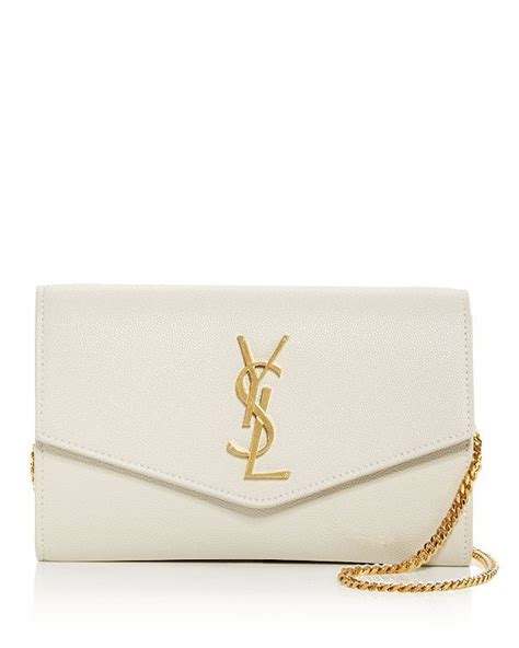 ysl uptown chain wallet blanc vintage|ysl large wallet on chain.